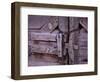 Chains and Lock on Weathered Barn Door-Mick Roessler-Framed Photographic Print