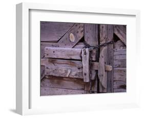 Chains and Lock on Weathered Barn Door-Mick Roessler-Framed Photographic Print
