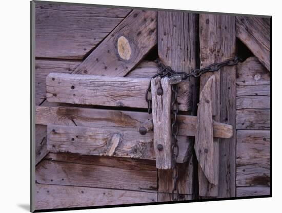 Chains and Lock on Weathered Barn Door-Mick Roessler-Mounted Photographic Print