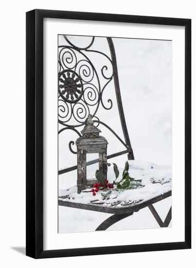 Chair in the Snow with Christmassy Still Life-Andrea Haase-Framed Photographic Print