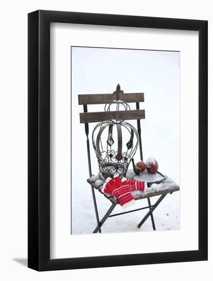 Chair in the Snow with Christmassy Still Life-Andrea Haase-Framed Photographic Print