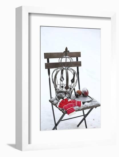 Chair in the Snow with Christmassy Still Life-Andrea Haase-Framed Photographic Print