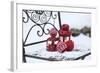 Chair in the Snow with Lantern, Balls from Cord Material-Andrea Haase-Framed Photographic Print