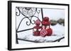 Chair in the Snow with Lantern, Balls from Cord Material-Andrea Haase-Framed Photographic Print