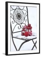 Chair in the Snow with Lantern, Balls from Cord Material-Andrea Haase-Framed Photographic Print