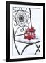 Chair in the Snow with Lantern, Balls from Cord Material-Andrea Haase-Framed Photographic Print