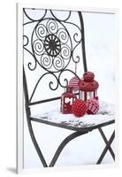 Chair in the Snow with Lantern, Balls from Cord Material-Andrea Haase-Framed Photographic Print