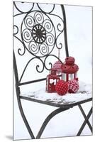 Chair in the Snow with Lantern, Balls from Cord Material-Andrea Haase-Mounted Premium Photographic Print