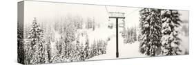 Chair Lift and Snowy Evergreen Trees at Stevens Pass, Washington State, USA-null-Stretched Canvas