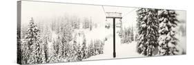 Chair Lift and Snowy Evergreen Trees at Stevens Pass, Washington State, USA-null-Stretched Canvas