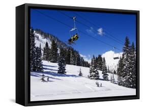 Chair Lift Carries Skiers at Alta, Alta Ski Resort, Salt Lake City, Utah, USA-Kober Christian-Framed Stretched Canvas