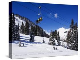 Chair Lift Carries Skiers at Alta, Alta Ski Resort, Salt Lake City, Utah, USA-Kober Christian-Stretched Canvas