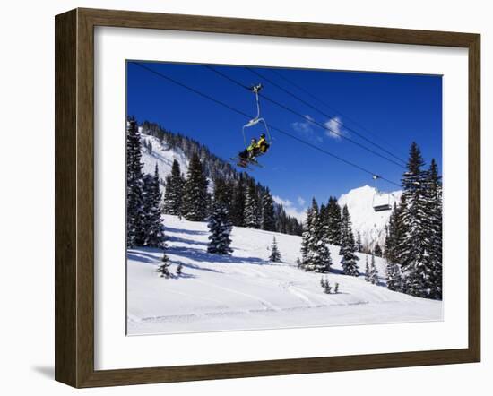 Chair Lift Carries Skiers at Alta, Alta Ski Resort, Salt Lake City, Utah, USA-Kober Christian-Framed Photographic Print