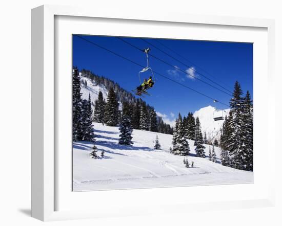 Chair Lift Carries Skiers at Alta, Alta Ski Resort, Salt Lake City, Utah, USA-Kober Christian-Framed Photographic Print