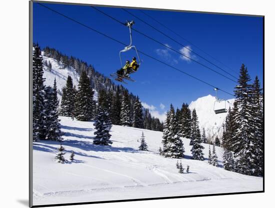 Chair Lift Carries Skiers at Alta, Alta Ski Resort, Salt Lake City, Utah, USA-Kober Christian-Mounted Photographic Print