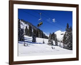 Chair Lift Carries Skiers at Alta, Alta Ski Resort, Salt Lake City, Utah, USA-Kober Christian-Framed Photographic Print