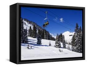 Chair Lift Carries Skiers at Alta, Alta Ski Resort, Salt Lake City, Utah, USA-Kober Christian-Framed Stretched Canvas