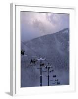 Chair Lift Filled with Skiers and Snowboarders, Washington State, USA-Aaron McCoy-Framed Photographic Print