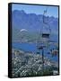 Chair Lift with Lake Wakatipu, the Remarkable Mountains and Queenstown, South Island, New Zealand-Jeremy Bright-Framed Stretched Canvas