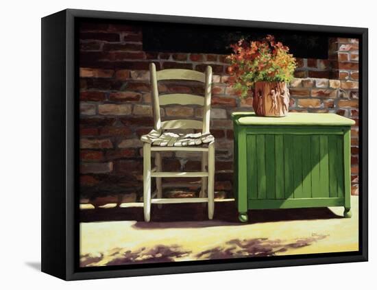 Chair on Sally's Patio-Helen J. Vaughn-Framed Stretched Canvas