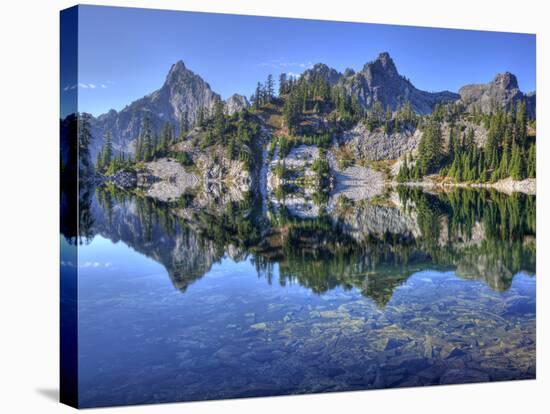 Chair Peak and Mount Roosevelt, Gem Lake, Alpine Lakes Wilderness, Washington, Usa-Jamie & Judy Wild-Stretched Canvas