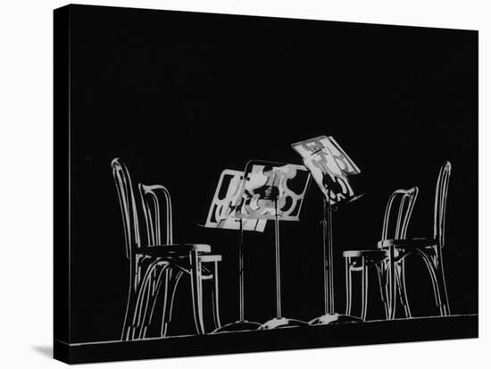 Chairs and Music Stands For the Budapest String Quartet-Gjon Mili-Stretched Canvas