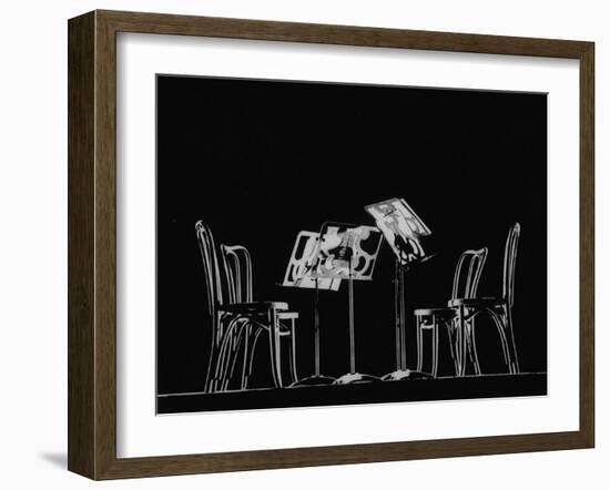 Chairs and Music Stands For the Budapest String Quartet-Gjon Mili-Framed Photographic Print