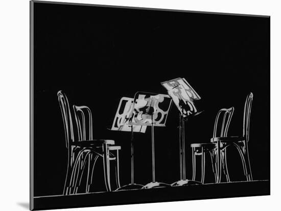 Chairs and Music Stands For the Budapest String Quartet-Gjon Mili-Mounted Photographic Print