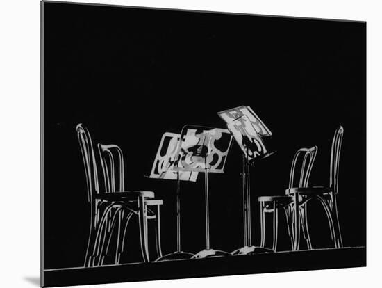 Chairs and Music Stands For the Budapest String Quartet-Gjon Mili-Mounted Photographic Print
