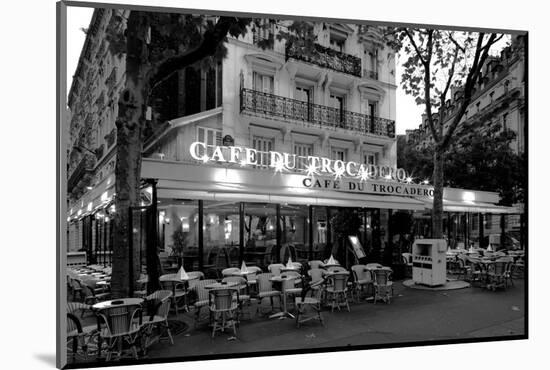 Chairs and tables in a restaurant at dawn, Cafe Du Trocadero, Paris, Ile-de-France, France-null-Mounted Photographic Print