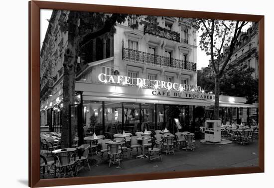 Chairs and tables in a restaurant at dawn, Cafe Du Trocadero, Paris, Ile-de-France, France-null-Framed Photographic Print