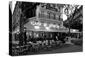 Chairs and tables in a restaurant at dawn, Cafe Du Trocadero, Paris, Ile-de-France, France-null-Stretched Canvas