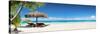 Chairs and Umbrella in Palm Beach - Tropical Holiday Banner-Romolo Tavani-Stretched Canvas