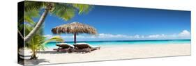 Chairs and Umbrella in Palm Beach - Tropical Holiday Banner-Romolo Tavani-Stretched Canvas