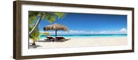 Chairs and Umbrella in Palm Beach - Tropical Holiday Banner-Romolo Tavani-Framed Photographic Print