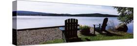 Chairs at the Lakeside, Raquette Lake, Adirondack Mountains, New York State, USA-null-Stretched Canvas