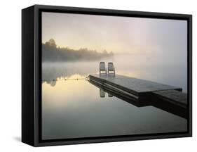 Chairs on Dock, Algonquin Provincial Park, Ontario, Canada-Nancy Rotenberg-Framed Stretched Canvas