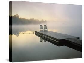 Chairs on Dock, Algonquin Provincial Park, Ontario, Canada-Nancy Rotenberg-Stretched Canvas