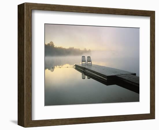 Chairs on Dock, Algonquin Provincial Park, Ontario, Canada-Nancy Rotenberg-Framed Photographic Print