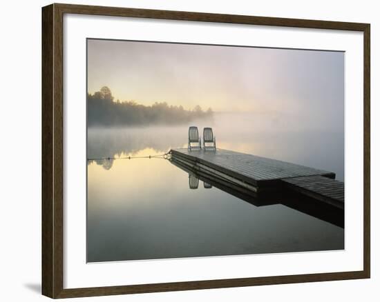 Chairs on Dock, Algonquin Provincial Park, Ontario, Canada-Nancy Rotenberg-Framed Photographic Print