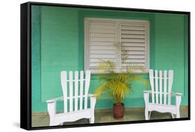 Chairs on the Porch of a House, Vinales, Pinar Del Rio Province, Cuba-Jon Arnold-Framed Stretched Canvas