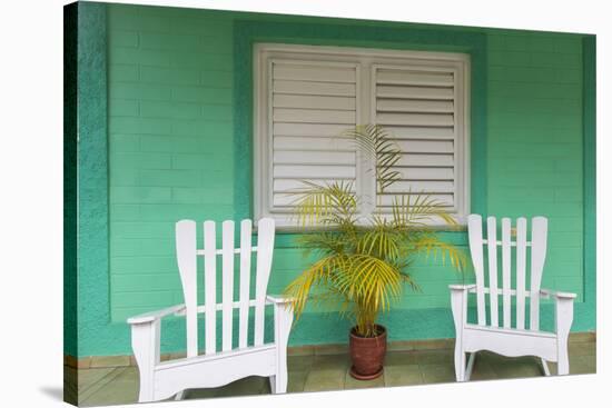 Chairs on the Porch of a House, Vinales, Pinar Del Rio Province, Cuba-Jon Arnold-Stretched Canvas
