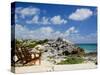 Chairs Overlooking the Caribbean Sea, Tulum, Quintana Roo, Mexico-Julie Eggers-Stretched Canvas