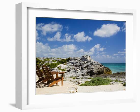 Chairs Overlooking the Caribbean Sea, Tulum, Quintana Roo, Mexico-Julie Eggers-Framed Photographic Print