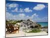 Chairs Overlooking the Caribbean Sea, Tulum, Quintana Roo, Mexico-Julie Eggers-Mounted Photographic Print