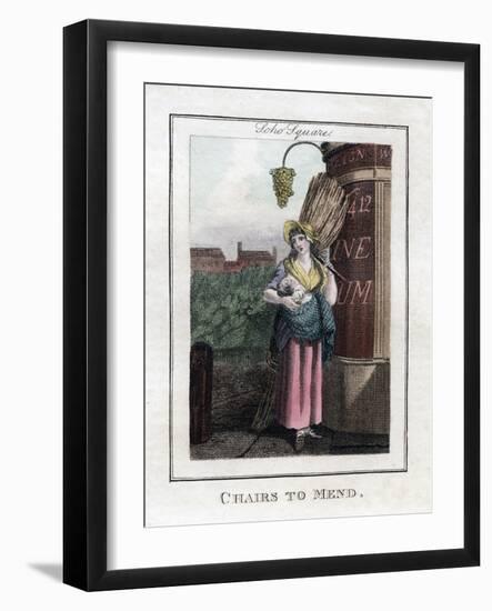 Chairs to Mend, Soho Square, London, 1805-null-Framed Giclee Print