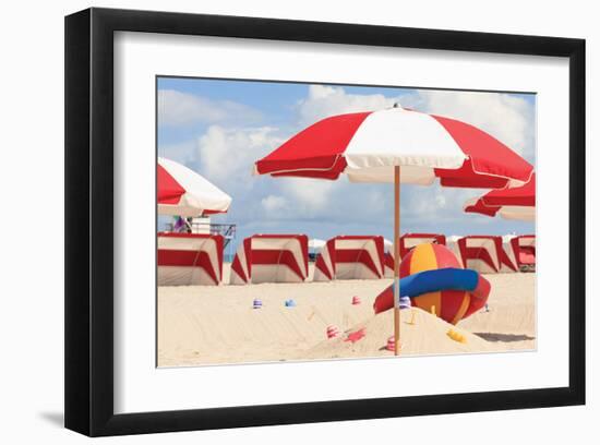 Chairs & Umbrellas South Beach-null-Framed Art Print