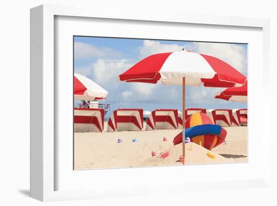 Chairs & Umbrellas South Beach-null-Framed Art Print