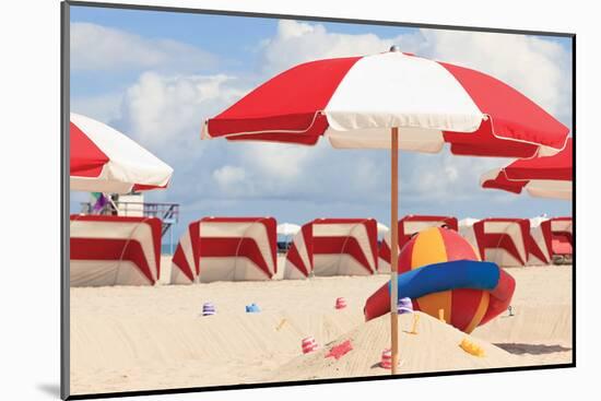 Chairs & Umbrellas South Beach-null-Mounted Art Print