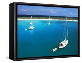 Chaito, Sailing Boat of the Floating Village in the Foreground, Crasqui, Los Roques, Venezuela-Sergio Pitamitz-Framed Stretched Canvas